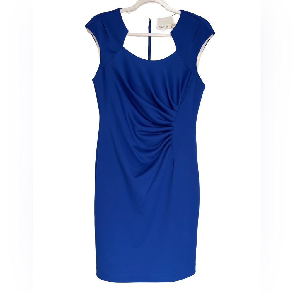 Calvin Klein Royal Blue Ruched Waist Sleeveless Dress Size 8